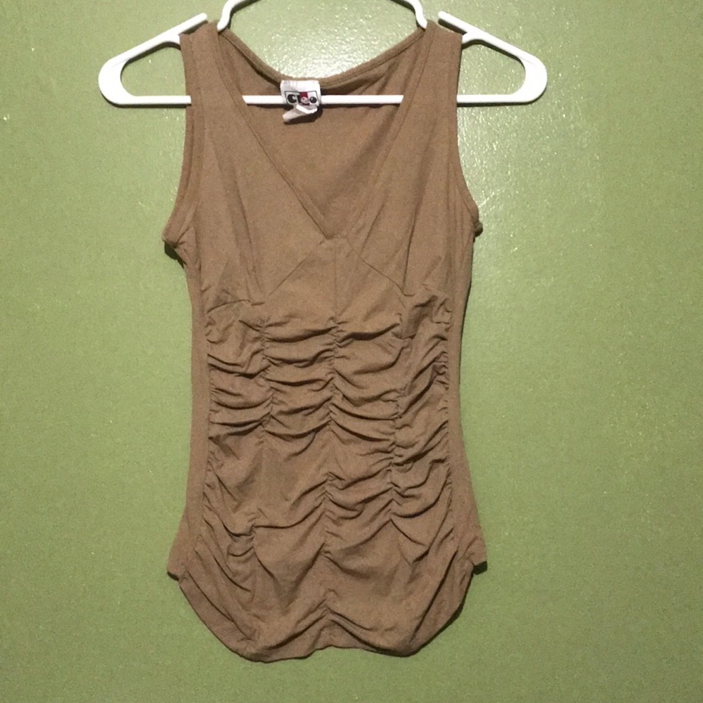 Tan vneck tank top for women
